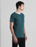 Green Cotton Contrast Neck T-shirt_411178+3