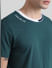 Green Cotton Contrast Neck T-shirt_411178+5
