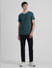 Green Cotton Contrast Neck T-shirt_411178+6