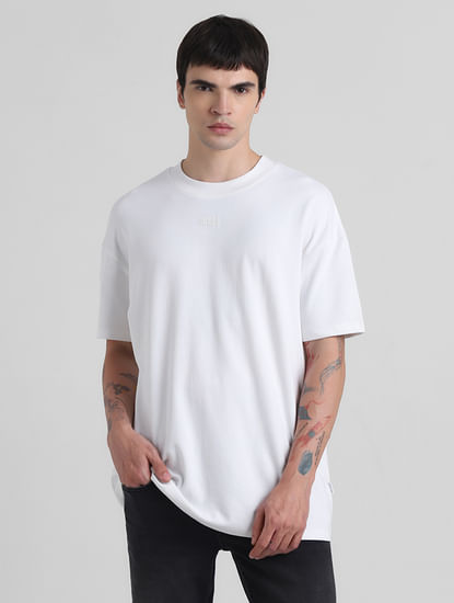 White Knitted Crew Neck T-shirt