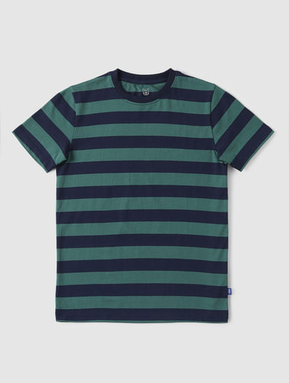BOYS Green Striped T-shirt