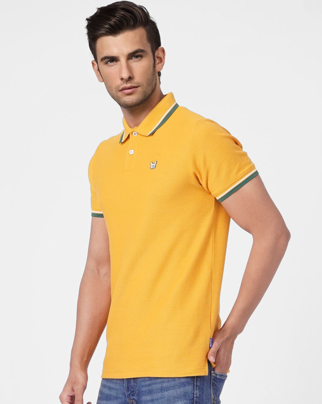 Buy Men Yellow Polo Neck T-Shirt Online