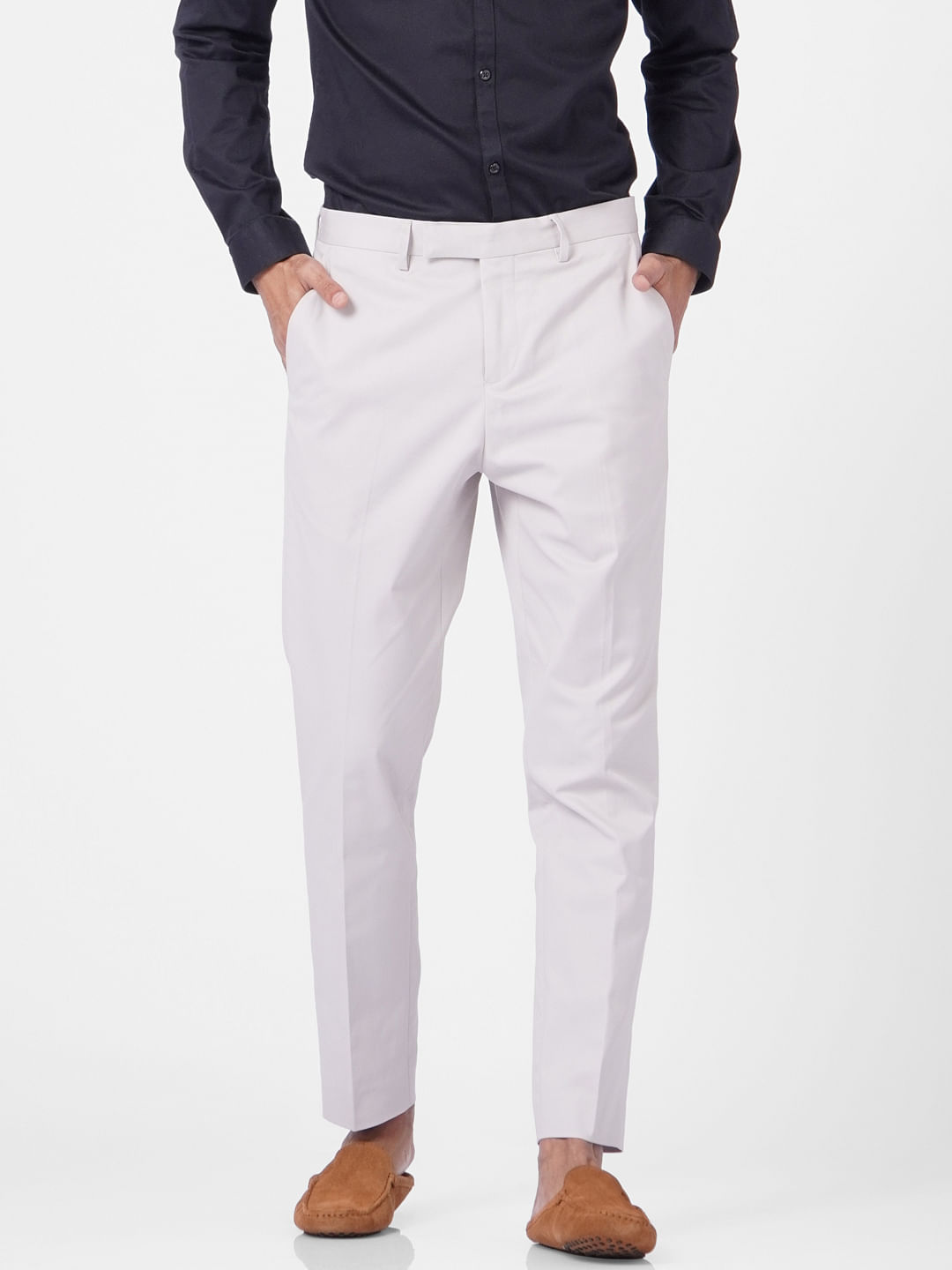 Mens Natural Herringbone Tailored Fit Linen Trousers  1913 Collection   Hawes and Curtis