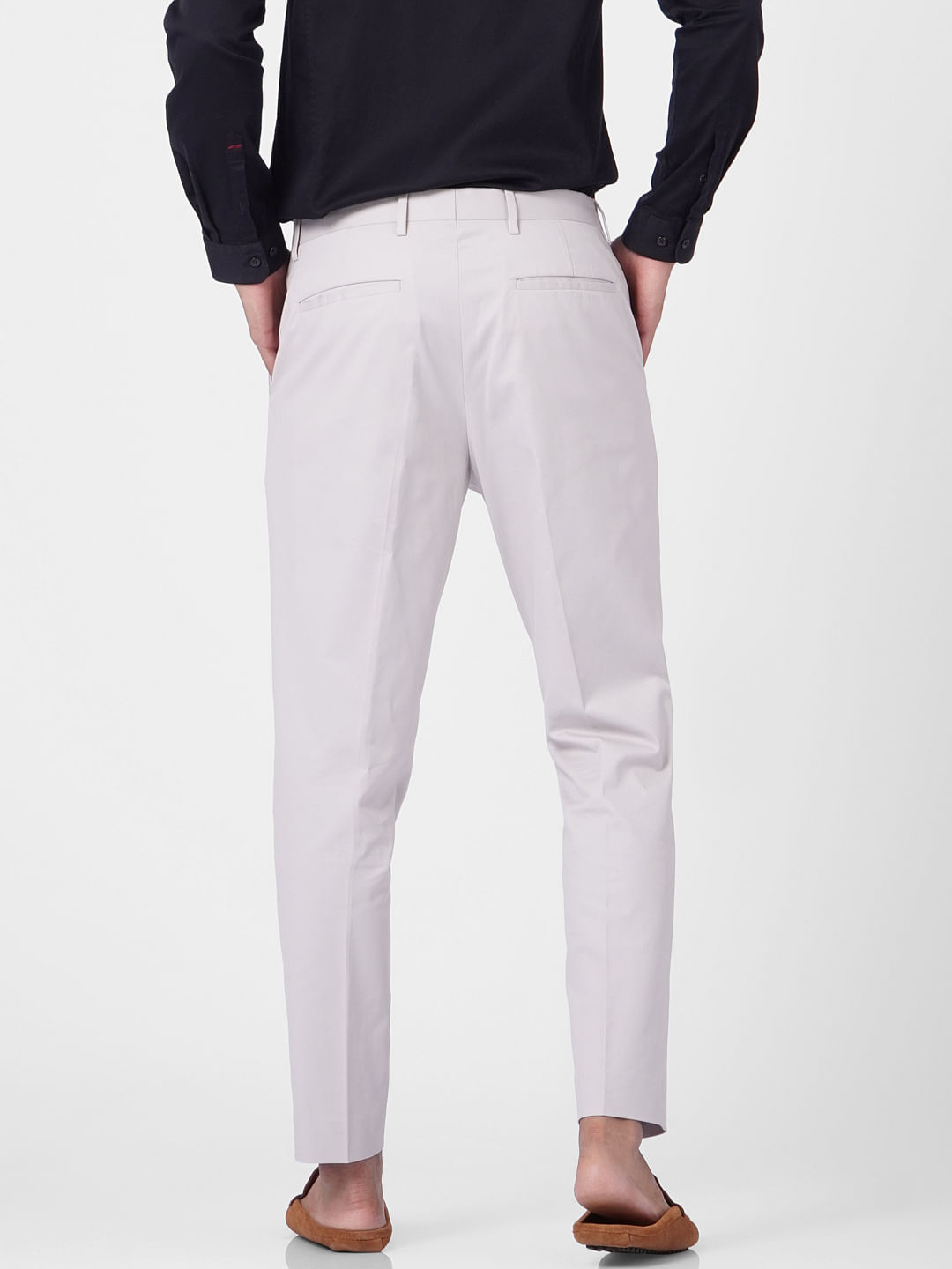 Buy Men Grey Tailored Trousers Online