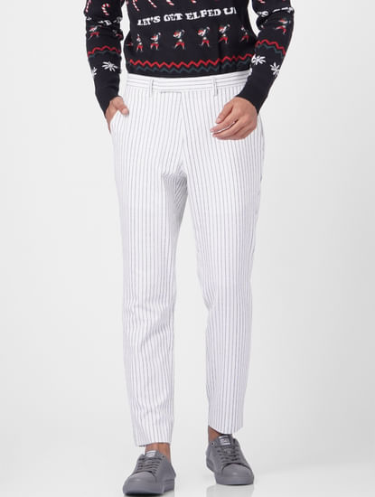 White Striped Tailored Trousers
