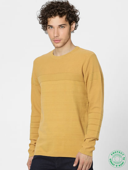 Mustard Textured Knit Pullover