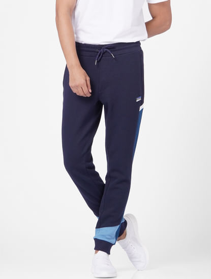 Blue Colourblocked Sweatpants