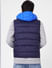 Navy Blue Colourblocked Puffer Vest Jacket_388118+4