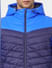 Blue Colourblocked Puffer Jacket