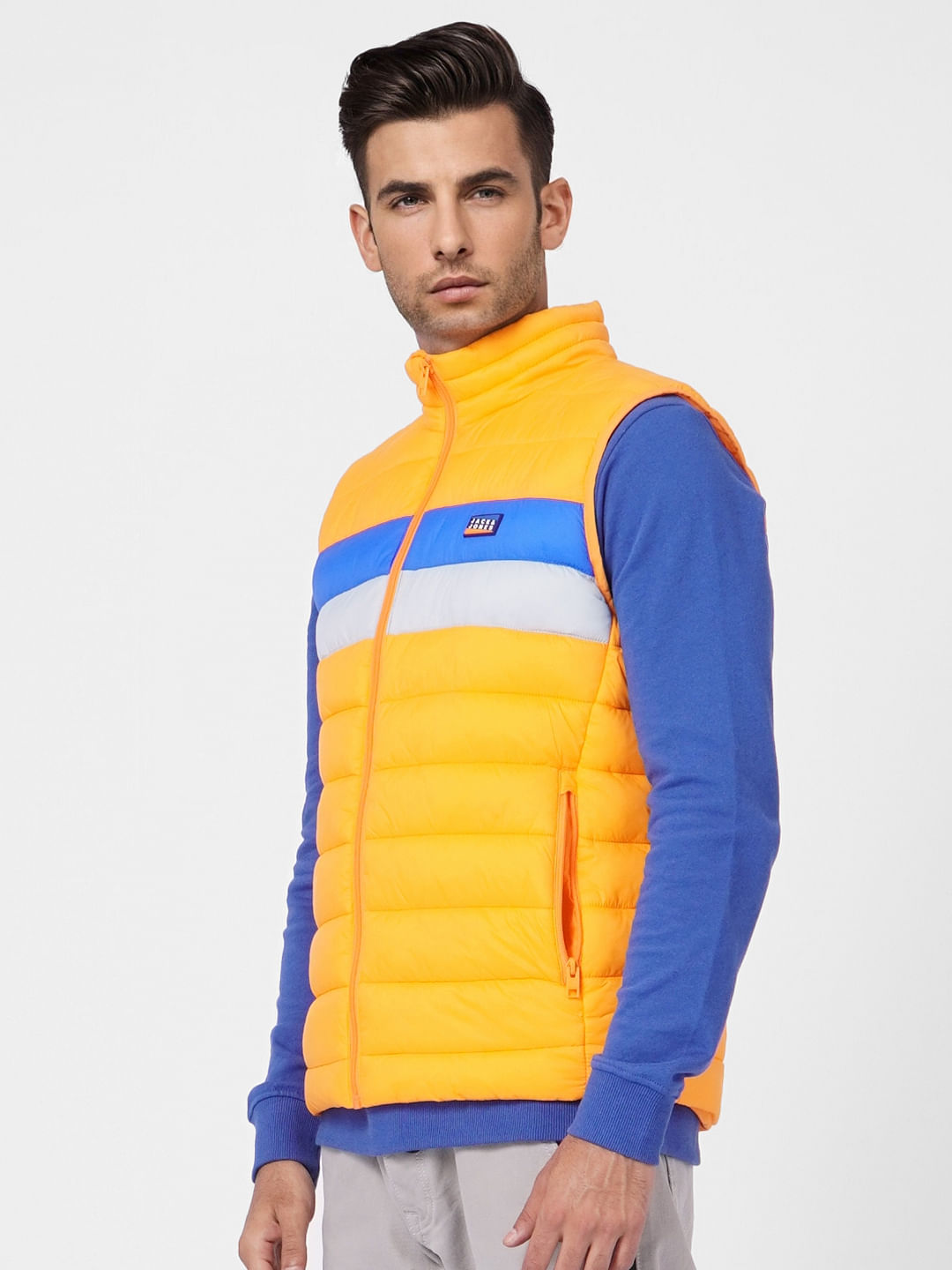 yellow mens puffer vest