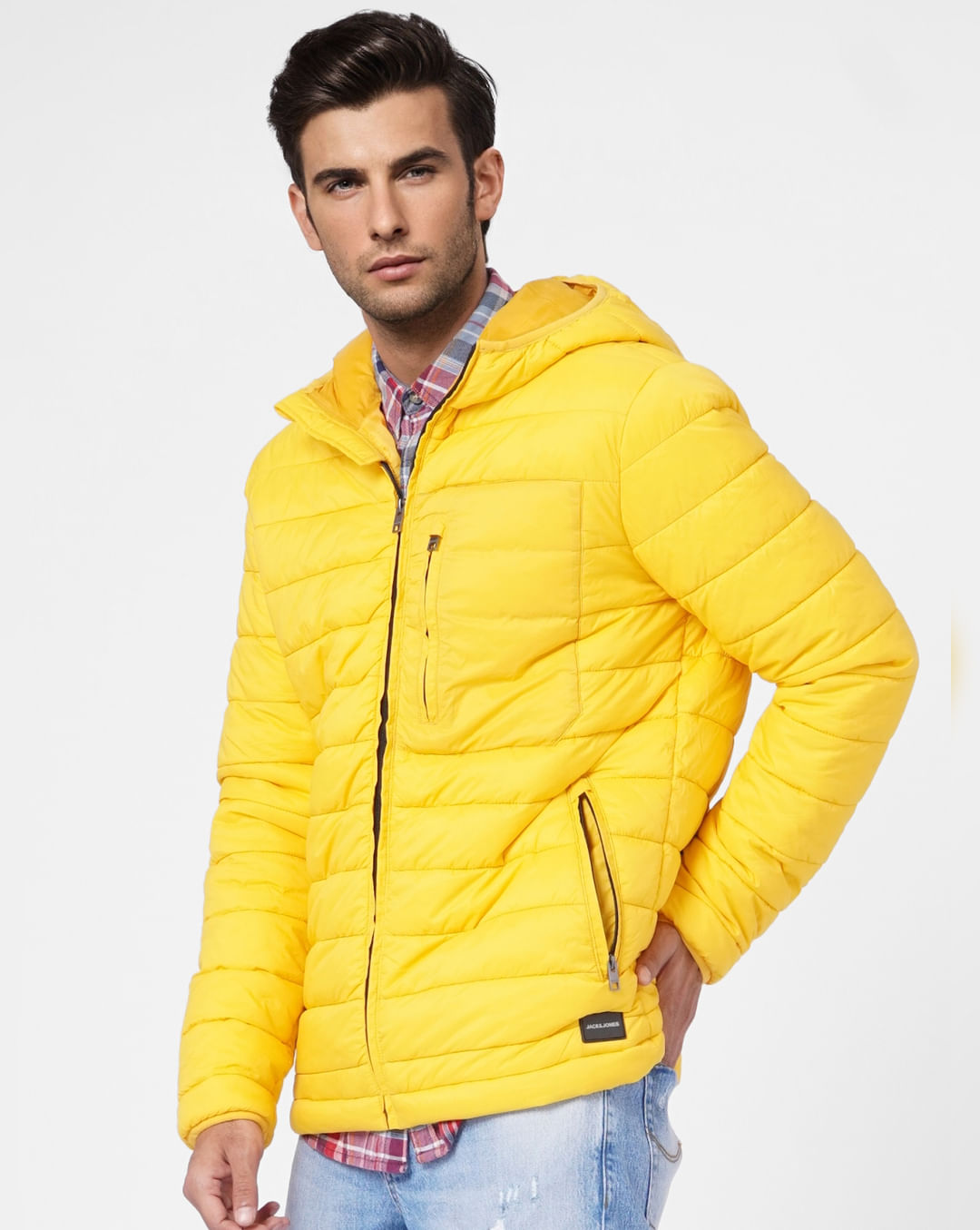 Buy Yellow Hooded Puffer Jacket Online in India - Flat 50% Off