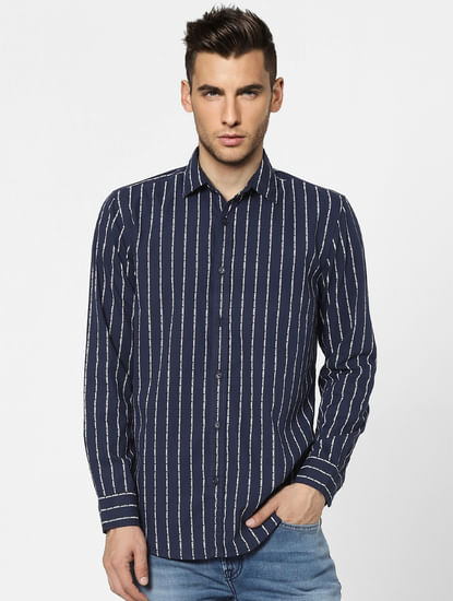 Blue Full Sleeves Striped Shirt
