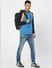 Blue Colourblocked Hooded Sweatshirt_388174+1