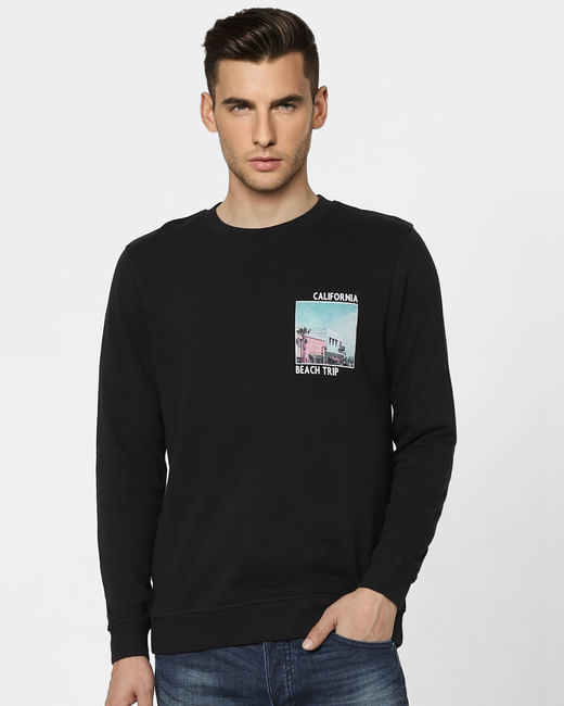 Black Graphic Print Sweatshirt