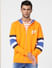 Orange Colourblocked Hooded Sweatshirt_388170+2