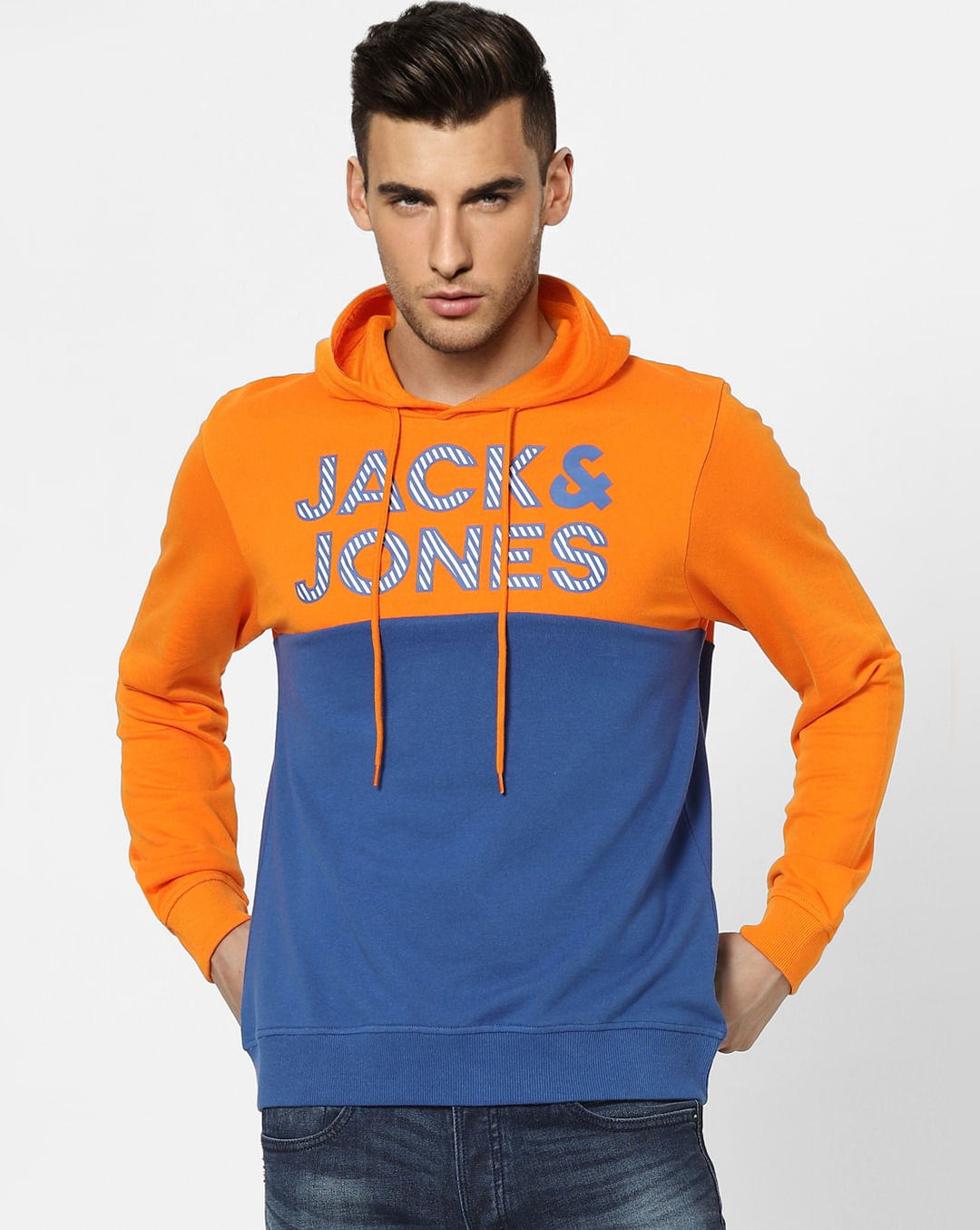 udarbejde Relaterede Grønthandler Buy Jack & Jones Orange Colourblocked Hooded Sweatshirt at Redfynd