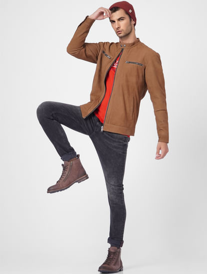 Brown Suede Leather Jacket
