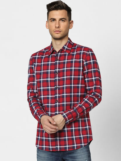 Red Check Full Sleeves Shirt 