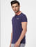 Blue Contrast Tipping Polo Neck T-shirt_388291+3