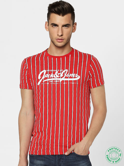 Red Striped Crew Neck T-shirt