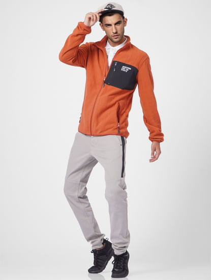 Orange Zip Up Fleece Jacket