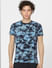 Blue Abstract Print Crew Neck T-shirt