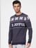 Navy Blue Printed Knit Pullover 