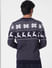 Navy Blue Printed Knit Pullover 