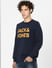 Navy Blue Logo Print Sweatshirt