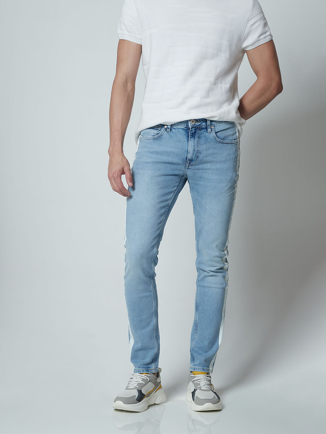 Blue Buddha Men's Mid Black Slim Fit Solid Denim Jeans – F2FMART.com