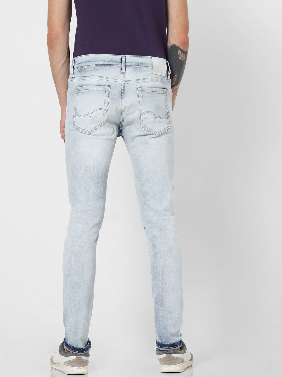 light blue faded jeans