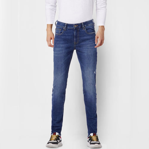 JACK&JONES Blue Low Rise Glenn Slim Fit Jeans