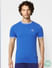 Blue Contrast Tipping Crew Neck T-shirt