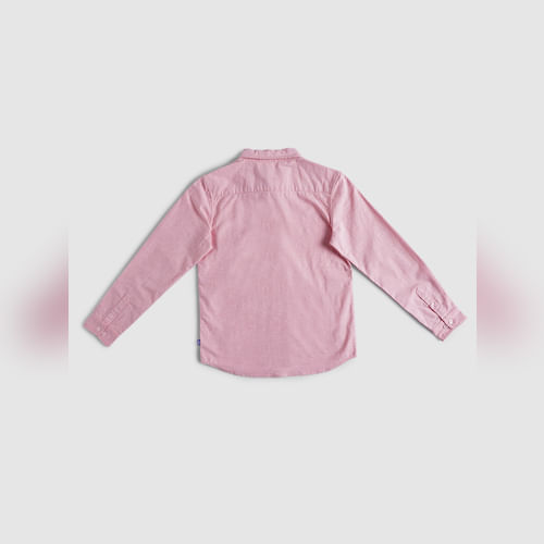 BOYS Pink Solid Full Sleeves Shirt