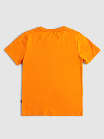 BOYS Orange Graphic Print Crew Neck T-shirt