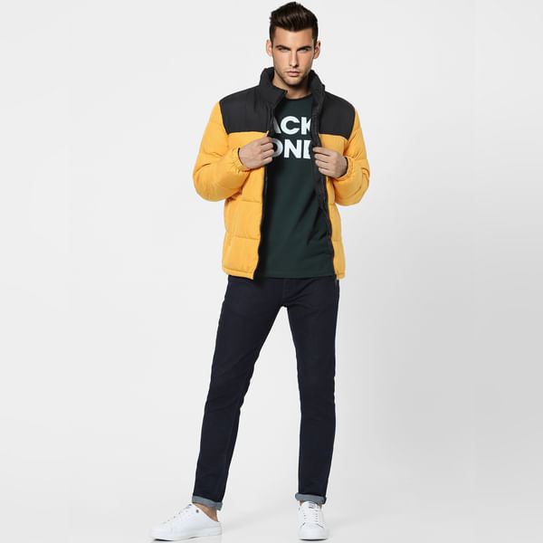 Yellow Sleeveless Puffer Winter Jacket