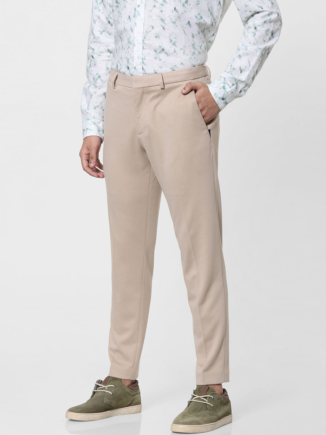 Textured Formal Trousers In Beige B95 Mandy
