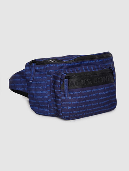 Blue Text Print Fanny Pack