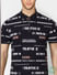 Black Graphic Print Polo Neck T-shirt