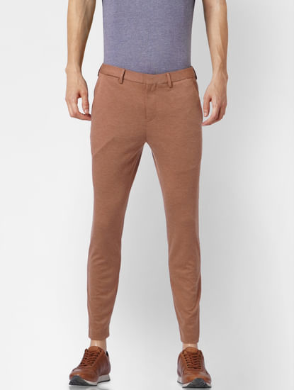 Brown Tailored Knit Trousers
