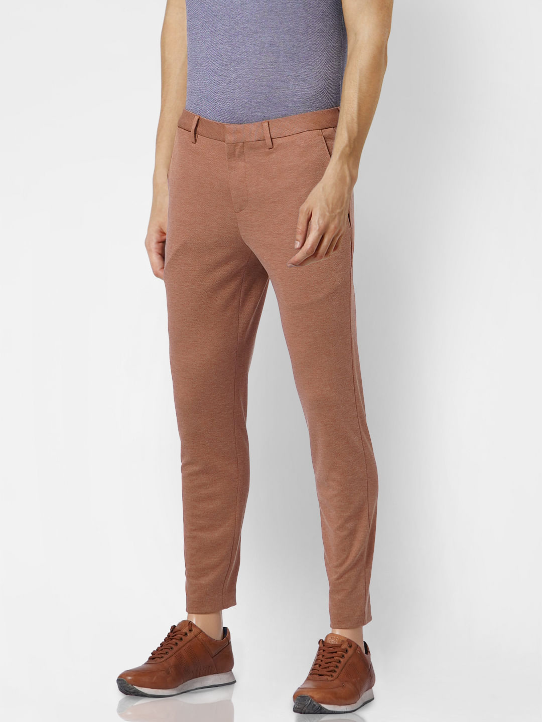AD By Arvind Casual Trousers  Buy Men Light Brown Mid Rise Solid Casual  Trousers Online  Nykaa Fashion