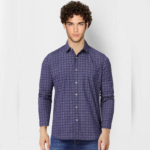 JACK&JONES Blue Check Full Sleeves Shirt