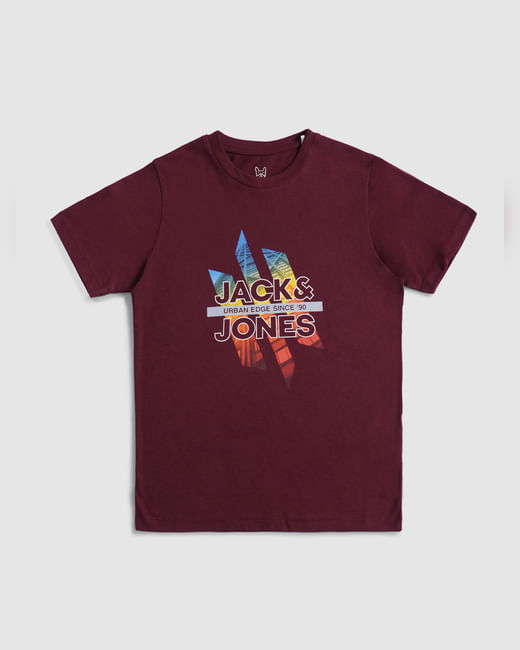 BOYS Maroon Logo Print T-shirt