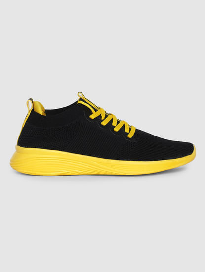 Black & Yellow Lace Up Sneakers