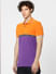 Orange Colourblocked Polo Neck T-shirt