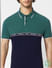 Green Colourblocked Polo Neck T-shirt