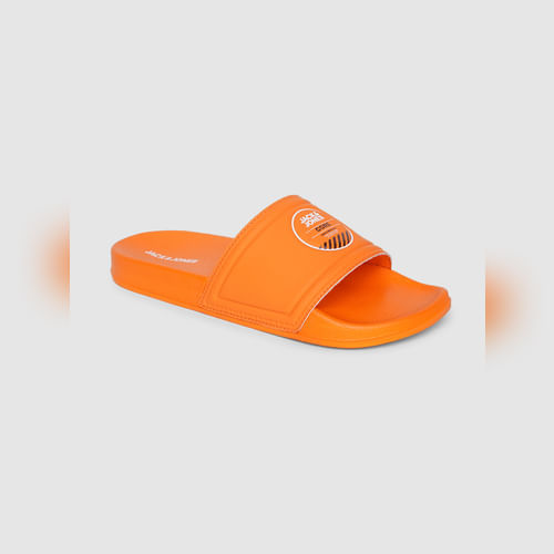JACK&JONES Orange Logo Printed Pool Sliders