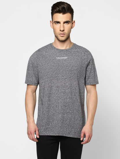 Grey Grain Effect Crew Neck T-shirt