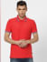 Red Contrast Tipping Polo Neck T-shirt