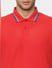 Red Contrast Tipping Polo Neck T-shirt